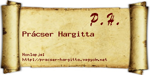 Prácser Hargitta névjegykártya